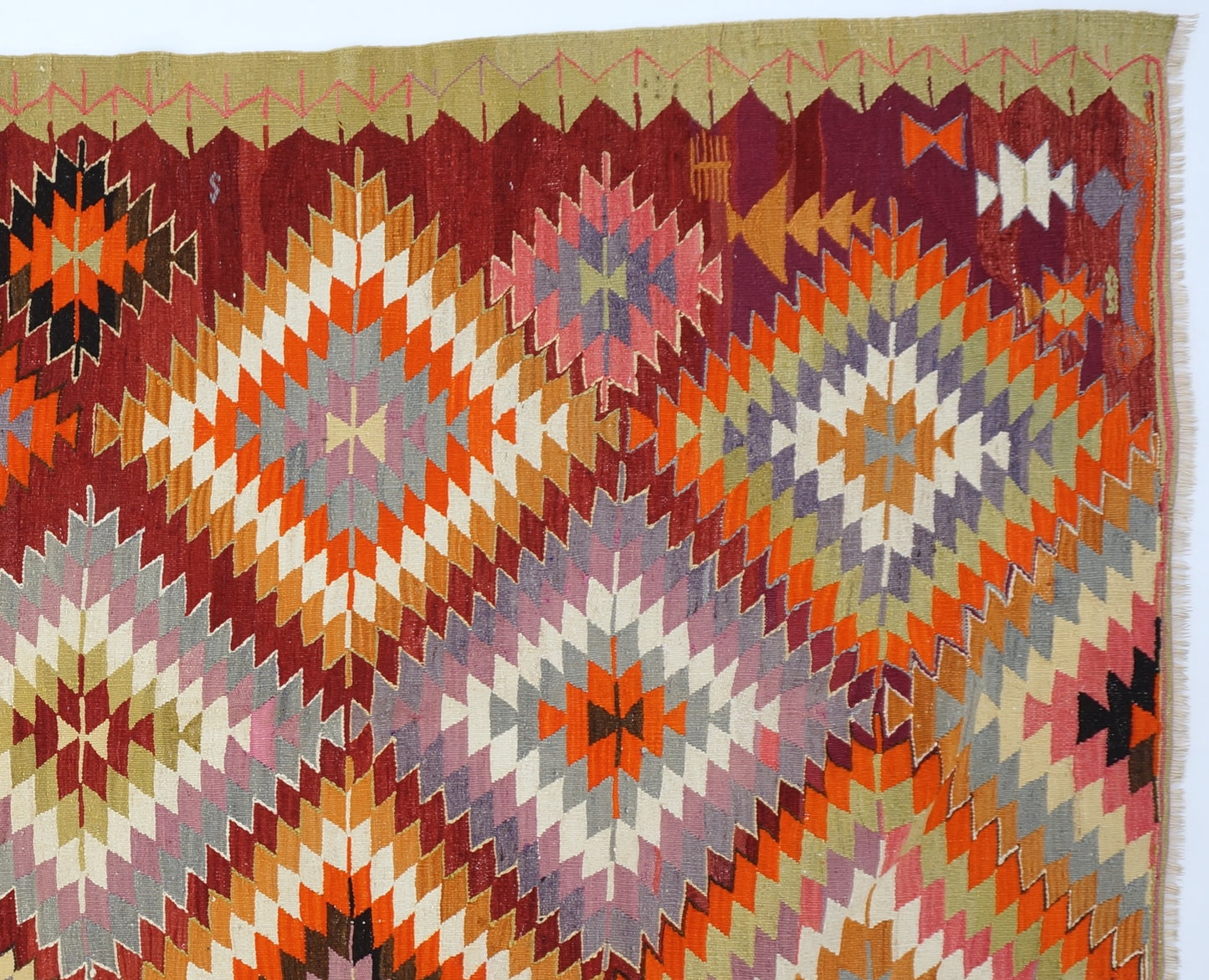 Geometric Kilim Rug - Handmade Turkish Area Rug 5'4 x 9'1