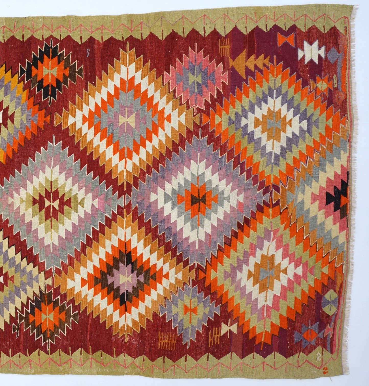 Geometric Kilim Rug - Handmade Turkish Area Rug 5'4 x 9'1