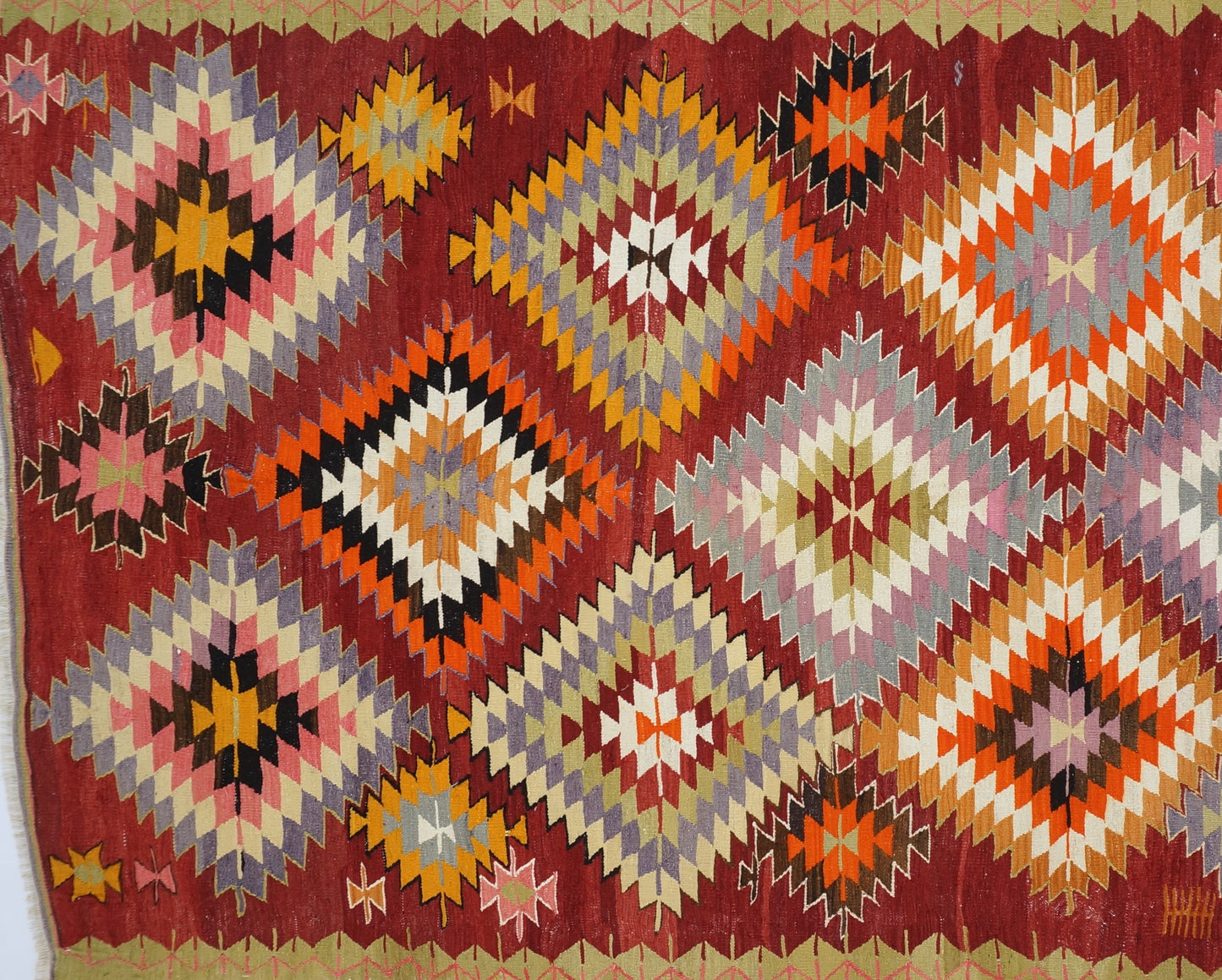 Geometric Kilim Rug - Handmade Turkish Area Rug 5'4 x 9'1