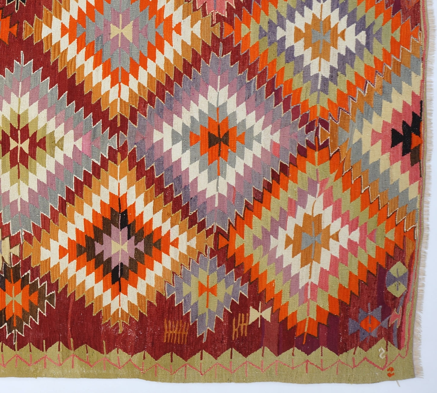 Geometric Kilim Rug - Handmade Turkish Area Rug 5'4 x 9'1