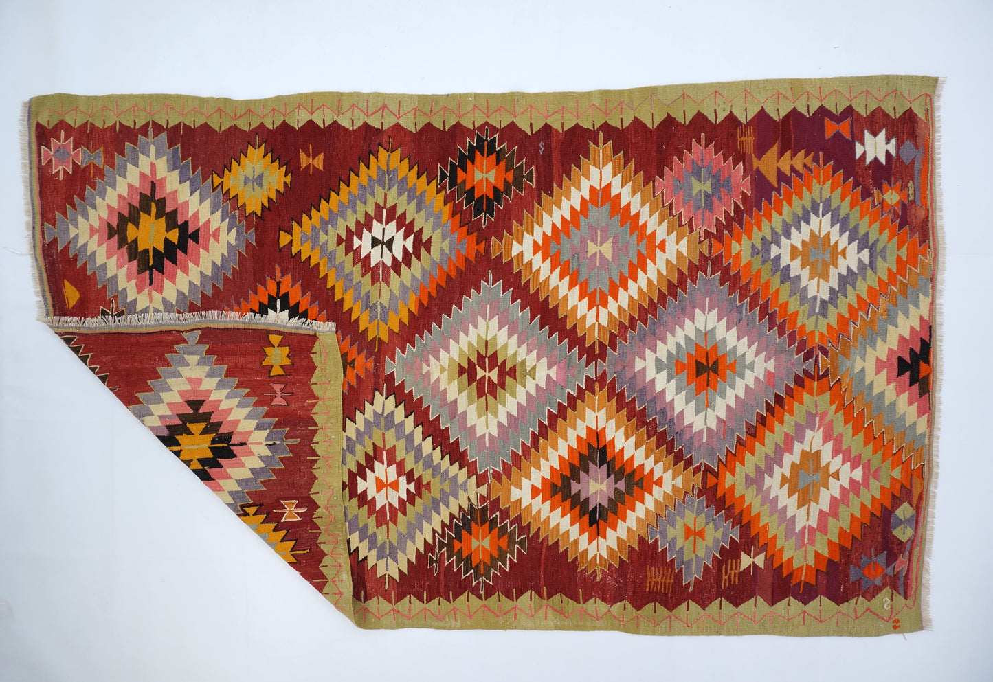 Geometric Kilim Rug - Handmade Turkish Area Rug 5'4 x 9'1