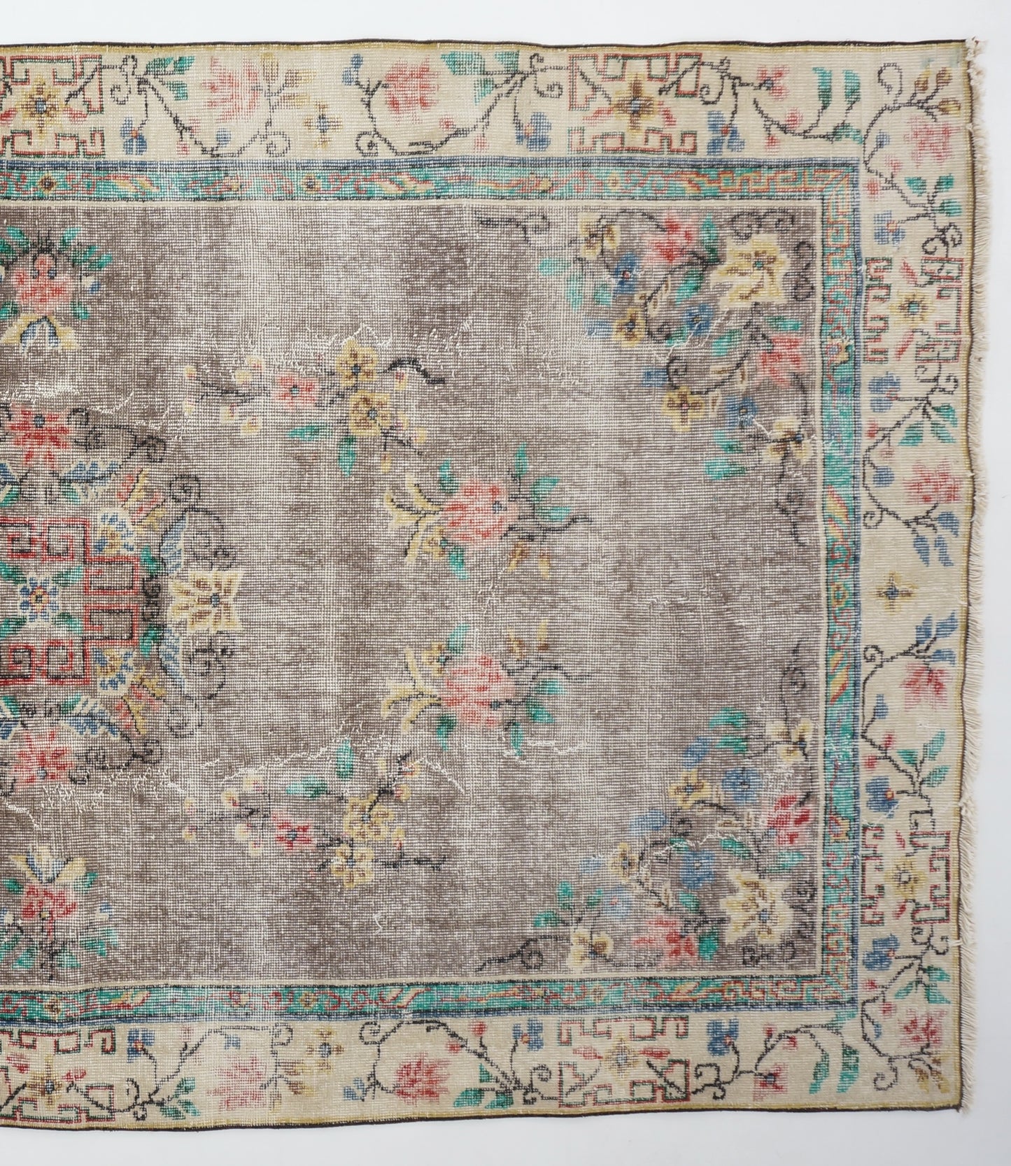 Gray Area Rug Vintage Floral Carpet Rug 5'4 x 9'3