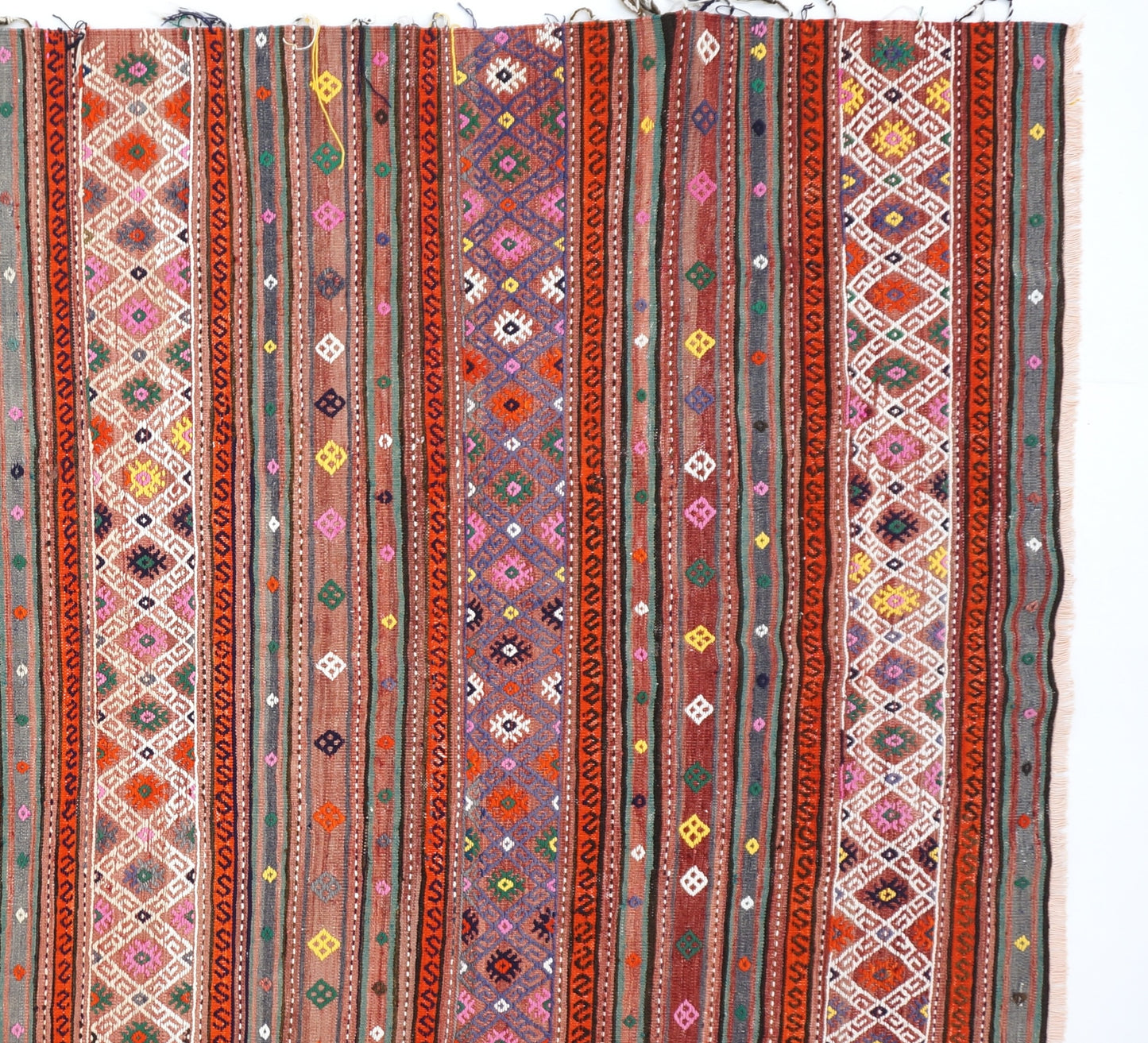 Multicolor Striped Boho Style Kilim Rug 5'3 x 8