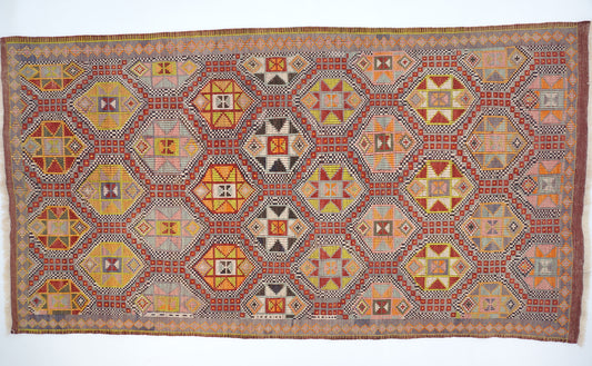 Vintage Anatolian Colorful Kilim Rug Turkish 5'4 x 10'2