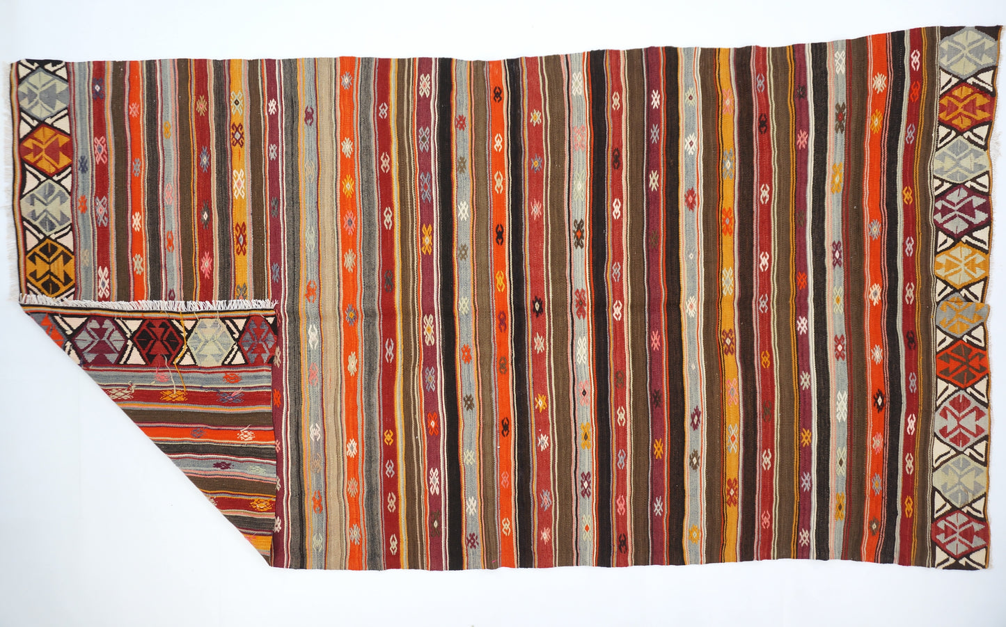 Colorful Striped Kilim Rug - Boho Style 5'2 x 10'