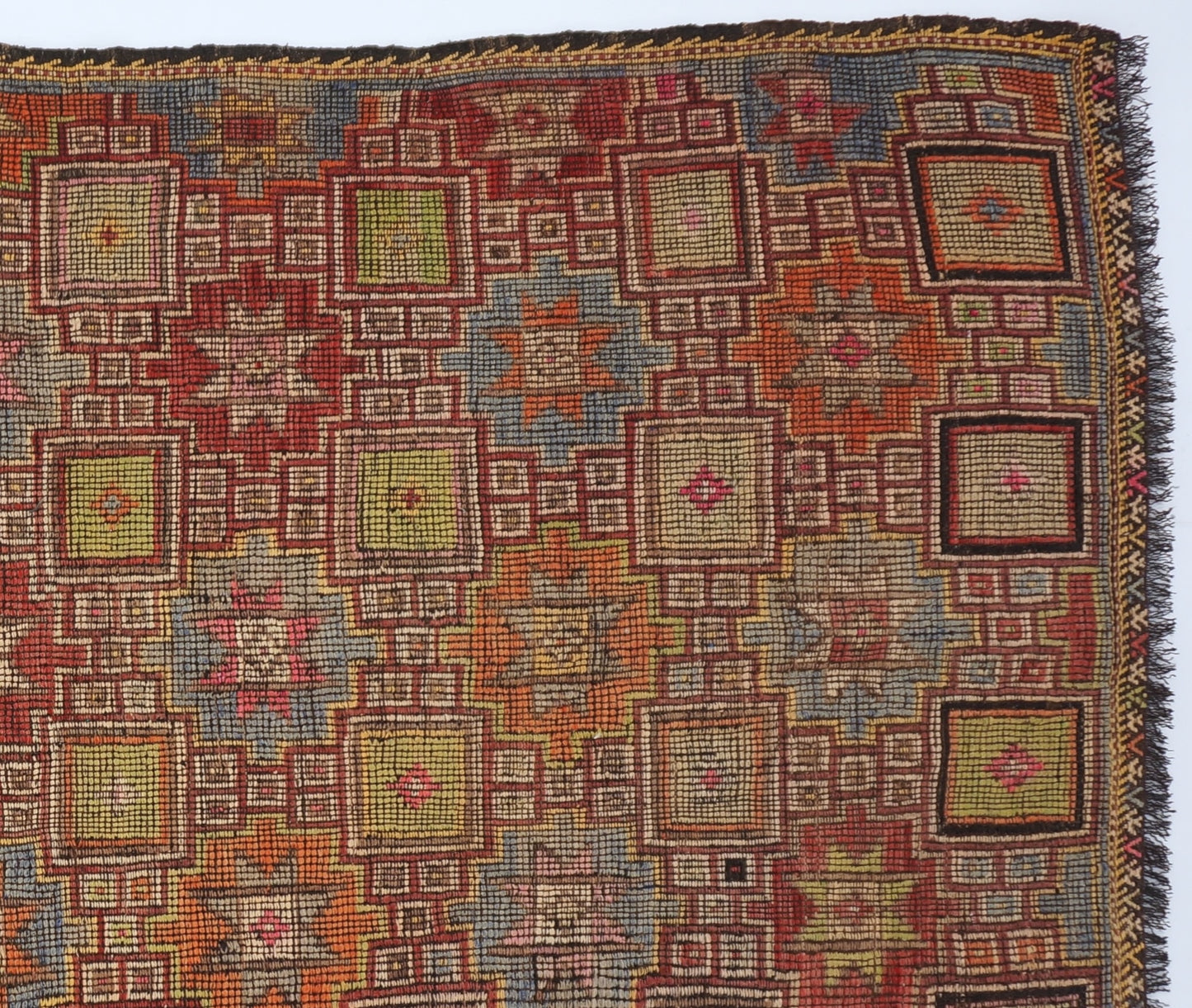 Vintage Nomadic Rug Goat Wool Anatolian Kilim 5'2" x 8'4"