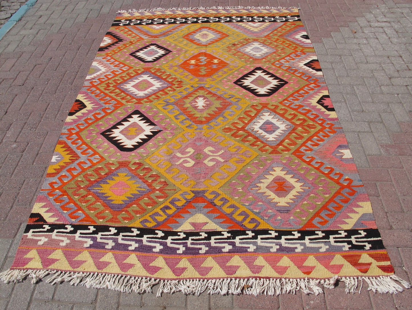 Bohemian Style Large Area Rug Natural Wool 6x9