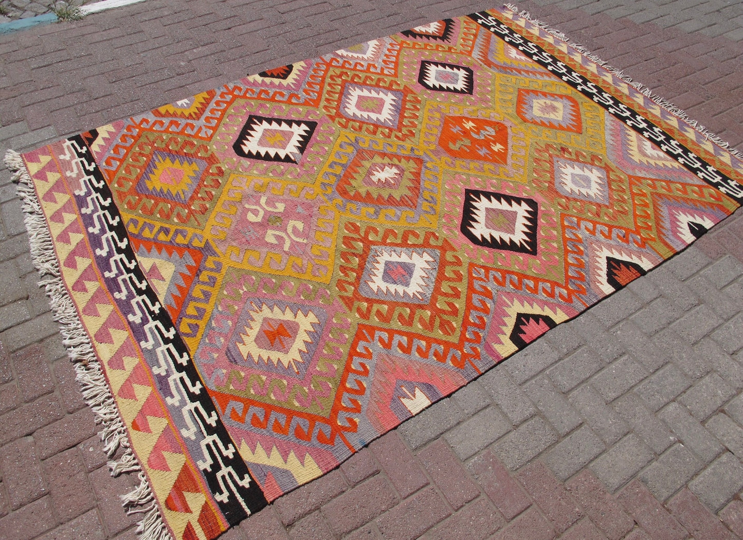 Bohemian Style Large Area Rug Natural Wool 6x9