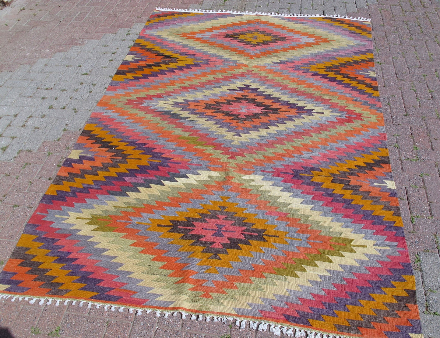 Geometric Kilim Multicolor Boho Style Area Rug 6' x 9'2