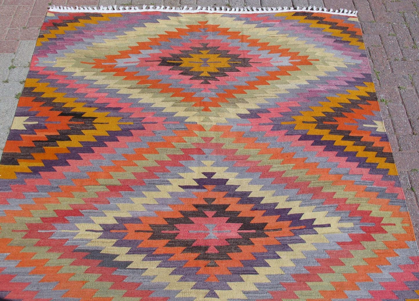 Geometric Kilim Multicolor Boho Style Area Rug 6' x 9'2