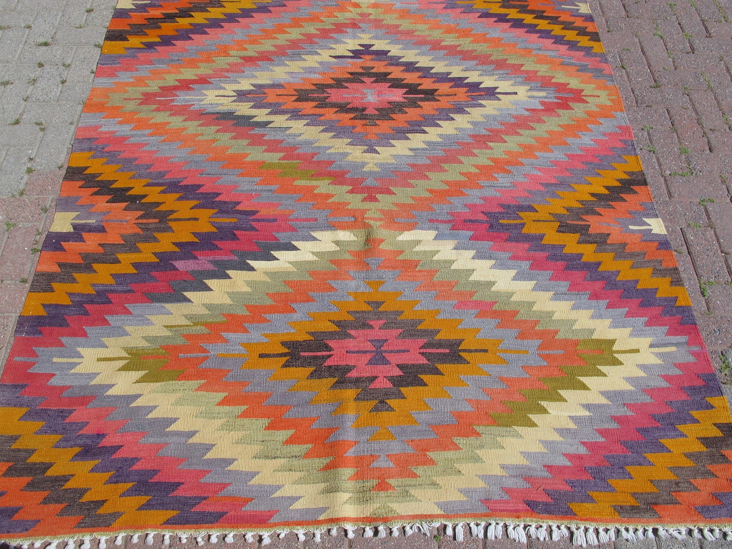 Geometric Kilim Multicolor Boho Style Area Rug 6' x 9'2