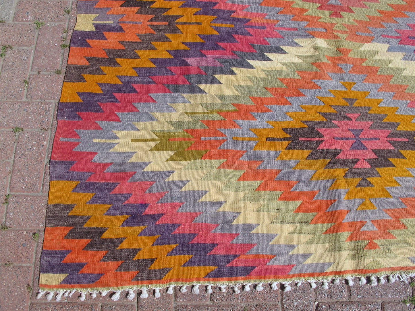 Geometric Kilim Multicolor Boho Style Area Rug 6' x 9'2