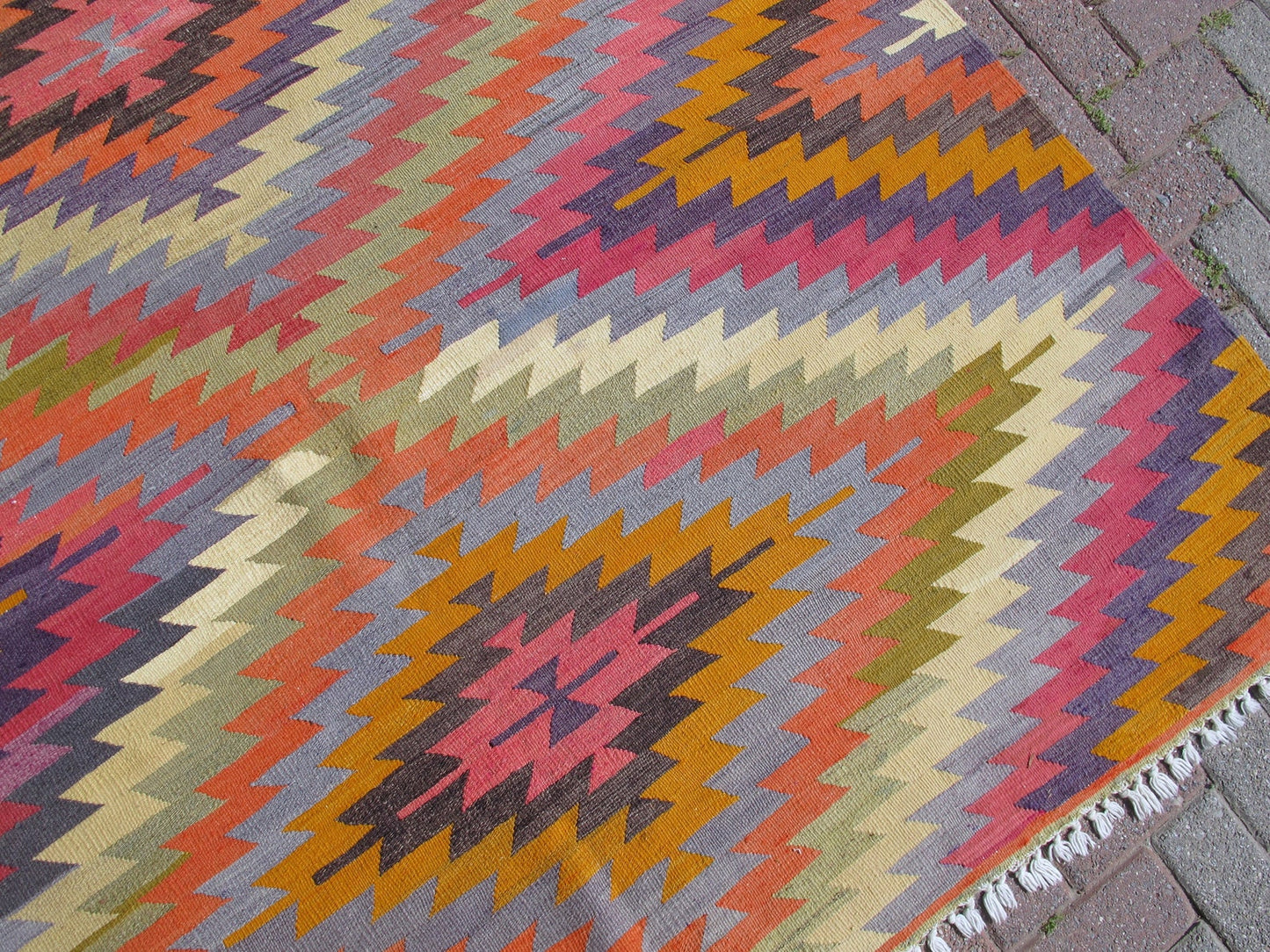 Geometric Kilim Multicolor Boho Style Area Rug 6' x 9'2