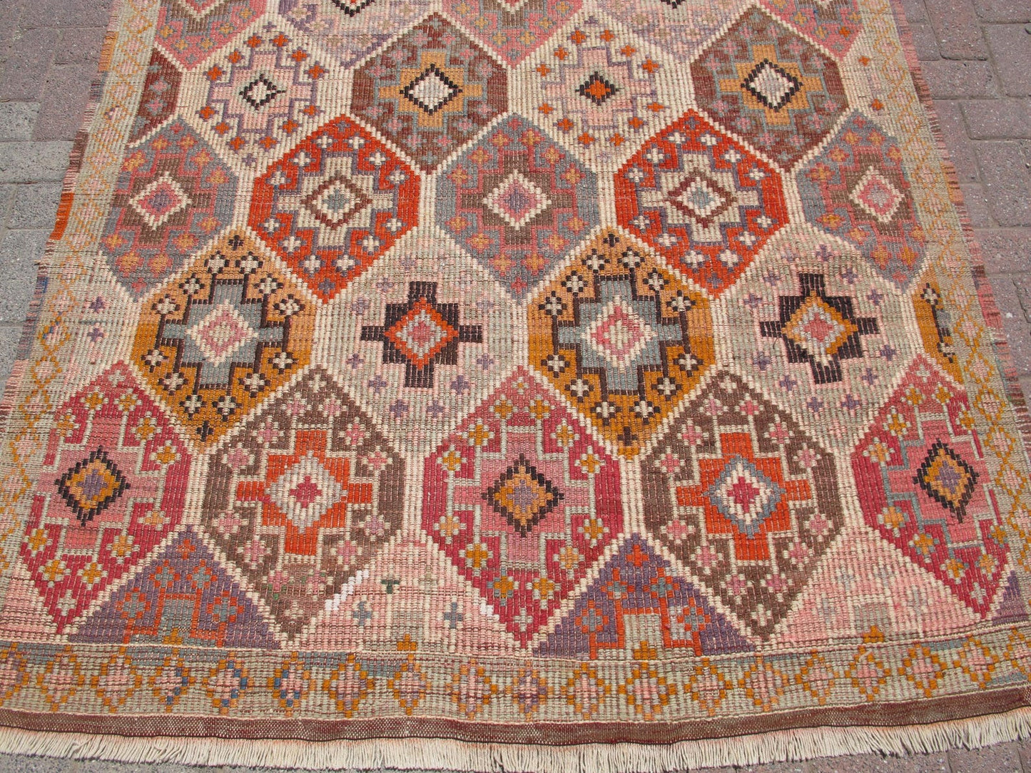 Vintage Boho Style Turkish Kilim Large Rug 5'4 x 9'9