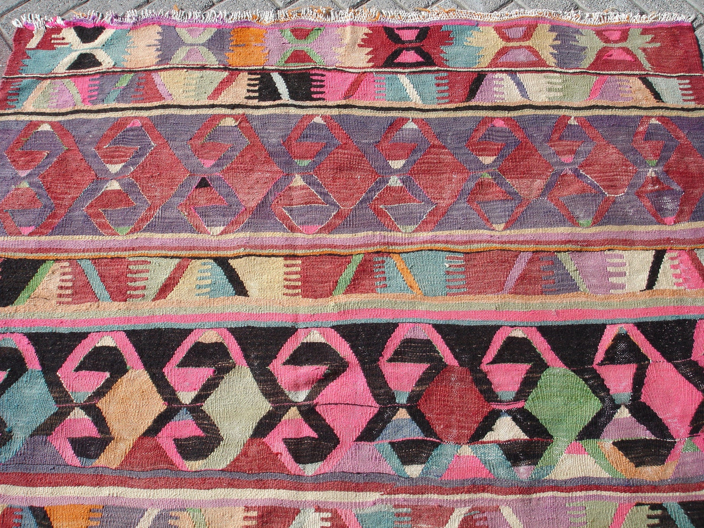 Multicolor Boho Kilim Carpet Rug 4'8 x 7'3