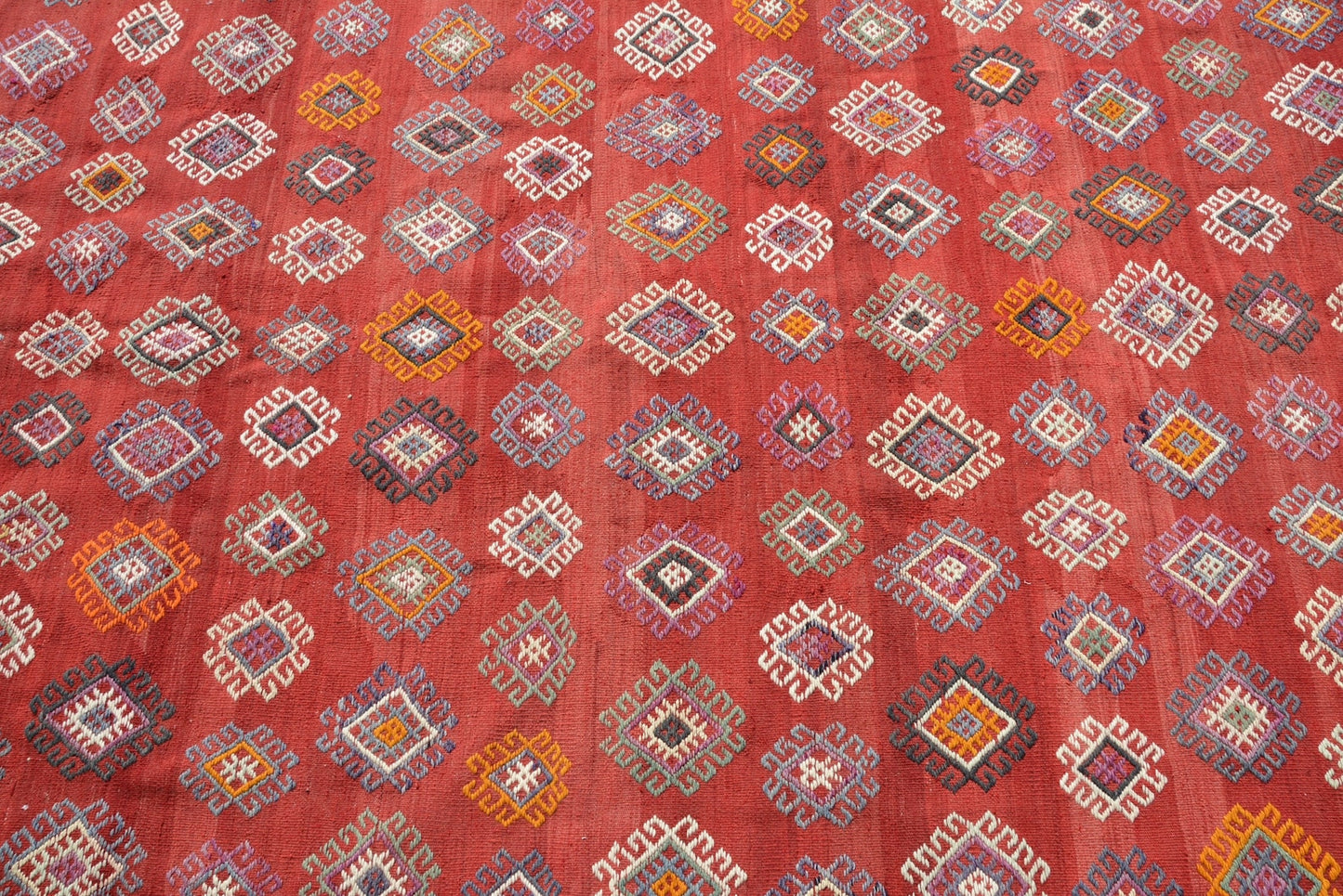 Large Kilim Area Rug Handwoven Bohemian Style Kilim 5'7 x 8'9