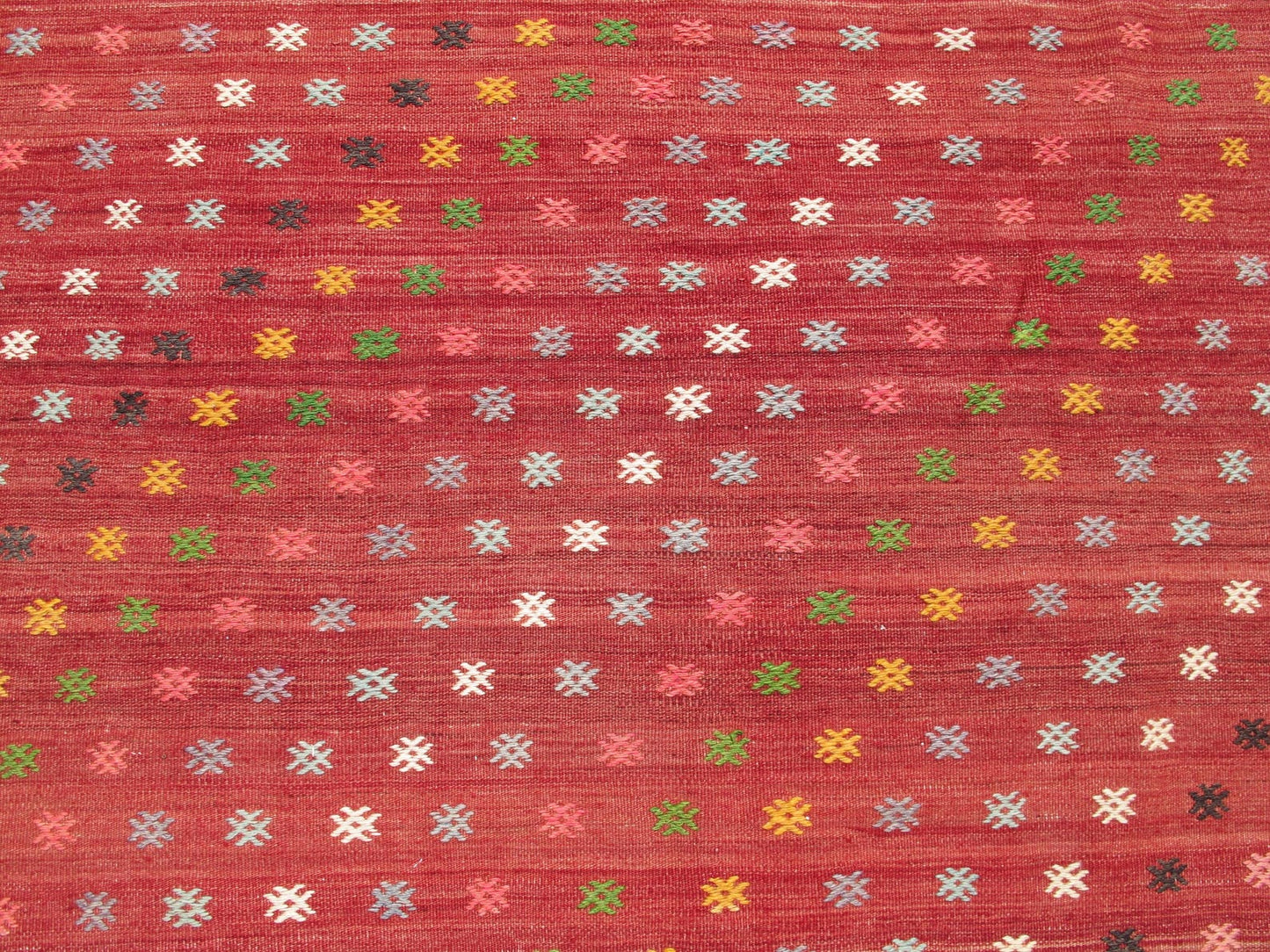 Vintage Red Kilim Rug Handmade Embroidered Kilim 5'6 x 8'9