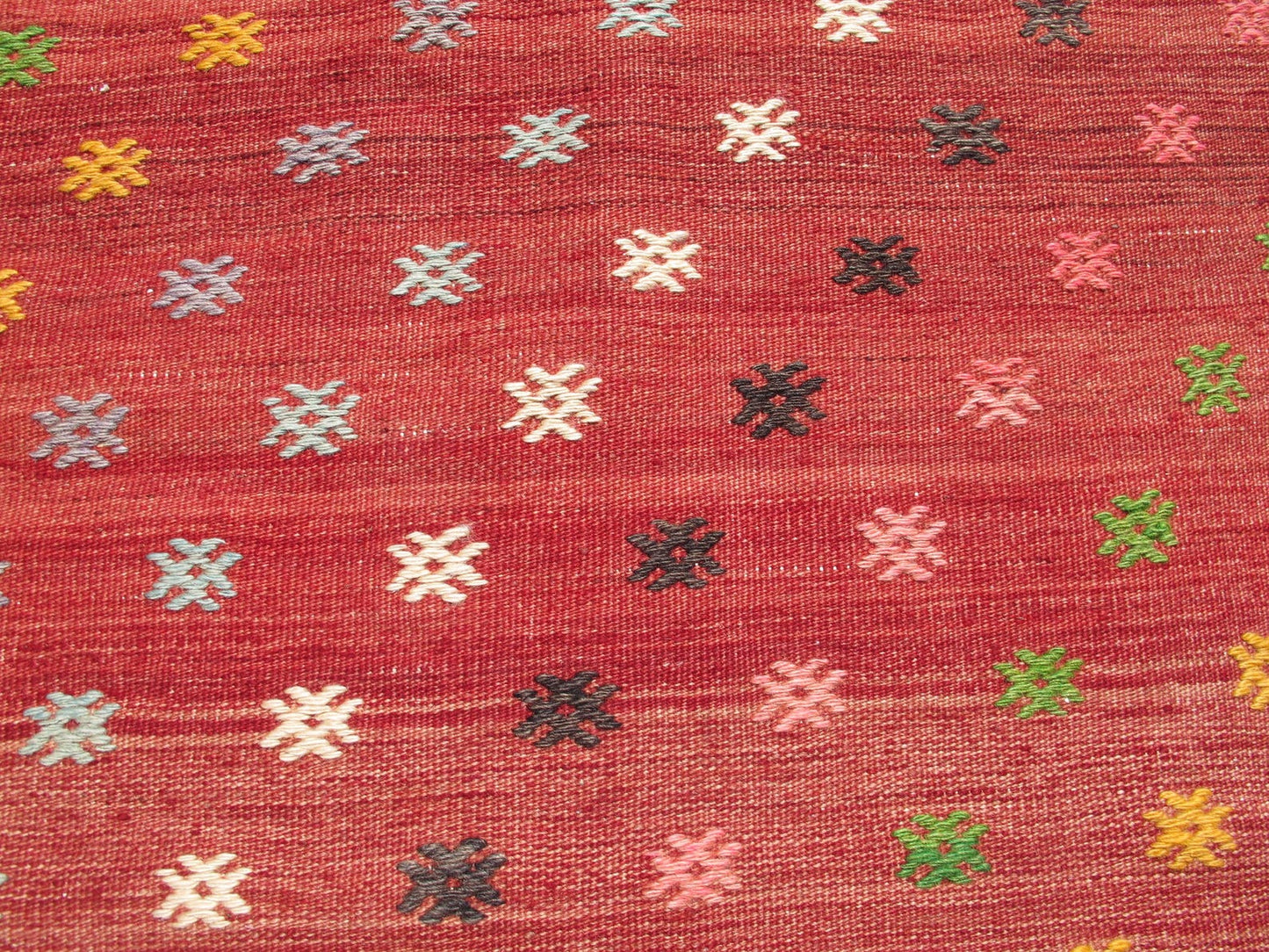 Vintage Red Kilim Rug Handmade Embroidered Kilim 5'6 x 8'9