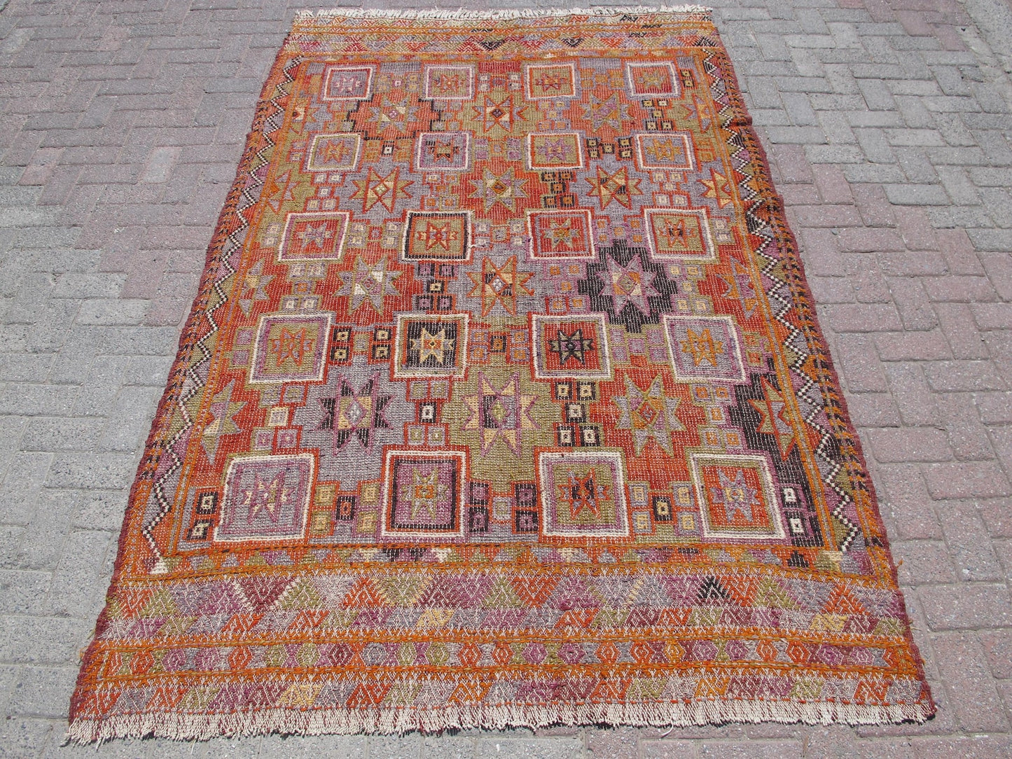 Vintage Handmade Kilim Rug Traditional Anatolian Carpet 5'4 x 8'5