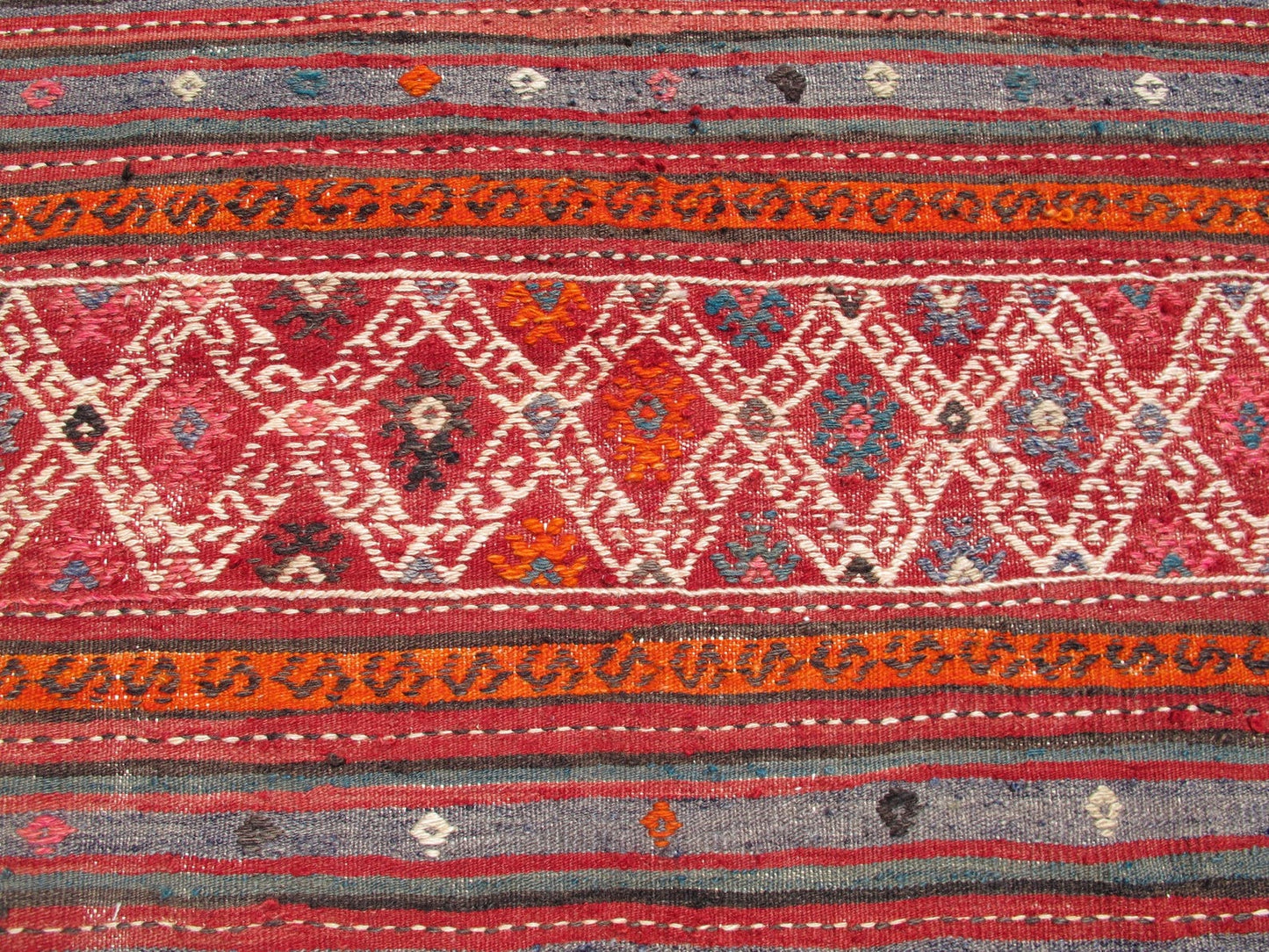 Striped Turkish Kilim Rug Handwoven Anatolian Kelim 5 x 7'8